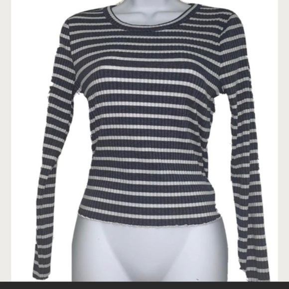 NWT American Rag Striped Top with Crotchet Trim Lace Up Back Long Sleeve New - Picture 4 of 4